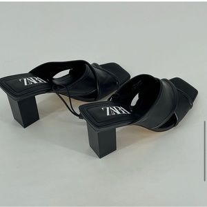 Zara Black Soft Leather Sandals